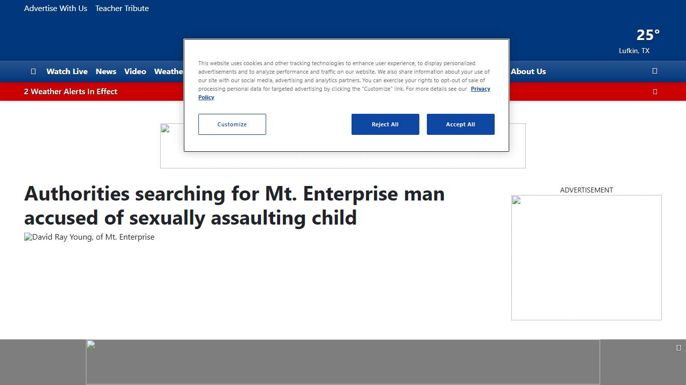 Authorities searching for Mt. Enterprise man accused of sexually assaulting child